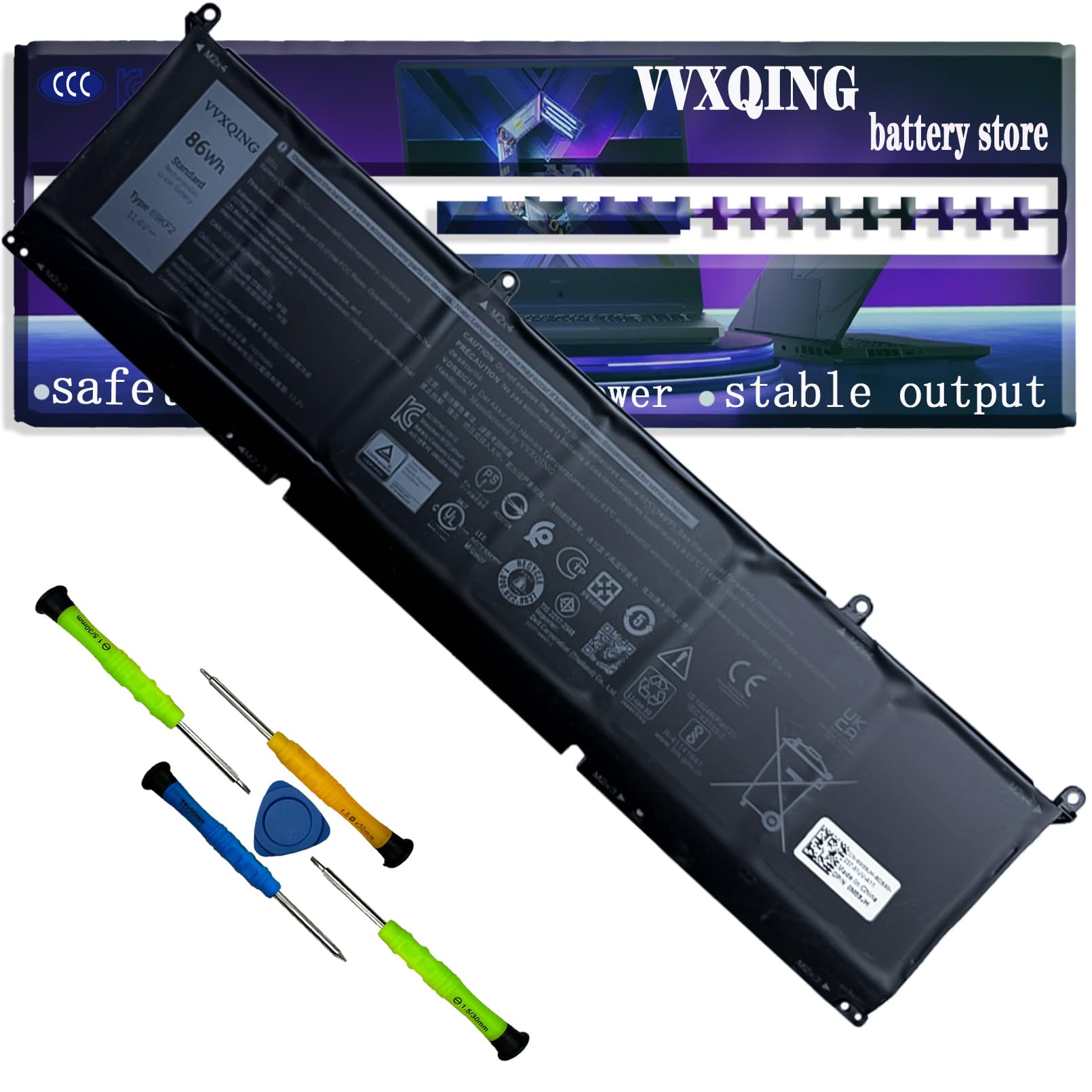 Amazon.com: VVXQING 69KF2 86Wh Laptop Battery Replacement for Dell