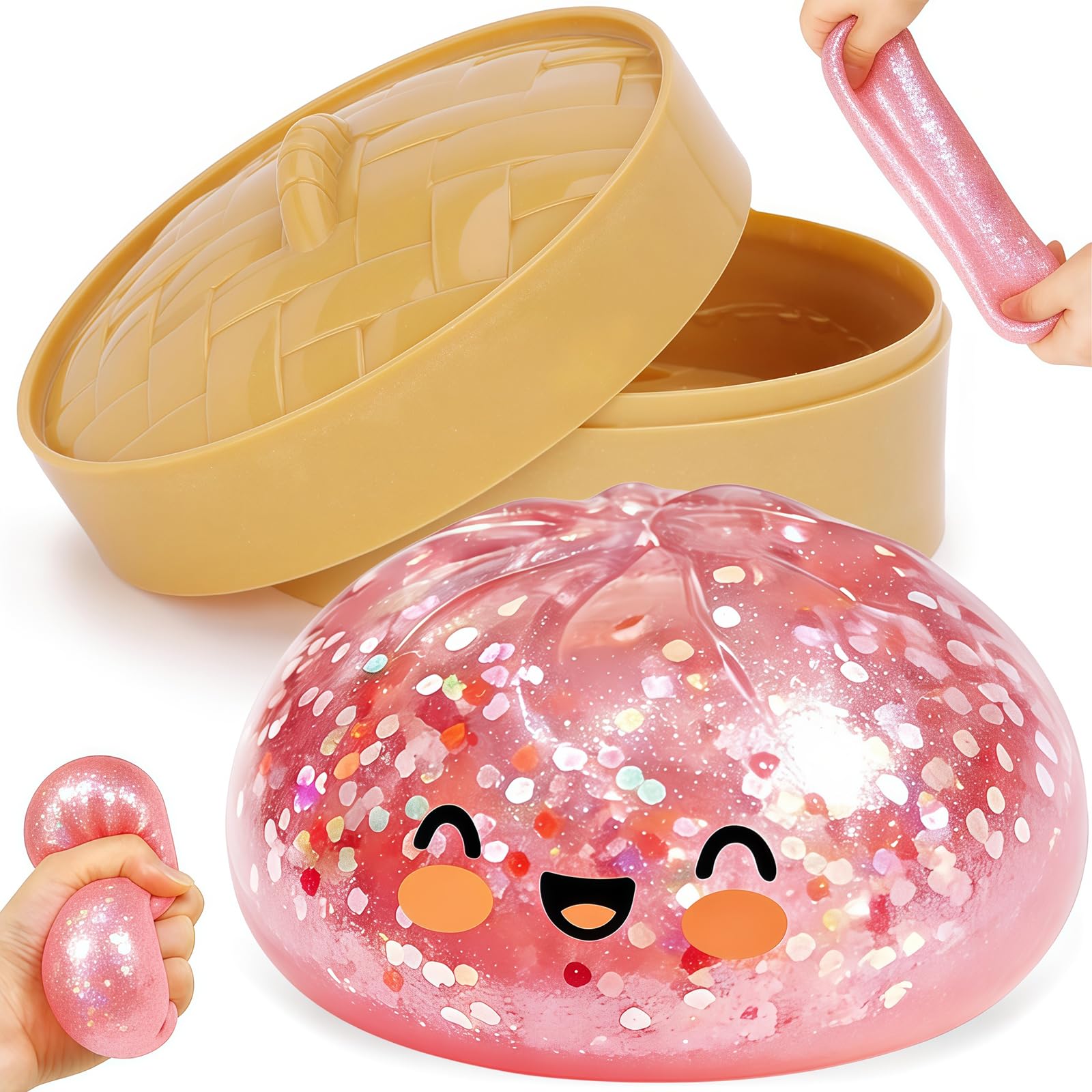 Giant Dumpling Squishys - Colorful Dumpling Stress Fidget, Squishys Dumplings Toy Giant Mystery, Cute Soft Glitter Calming For Relaxation Boys Girls Children Adults Students Home Office Classroom