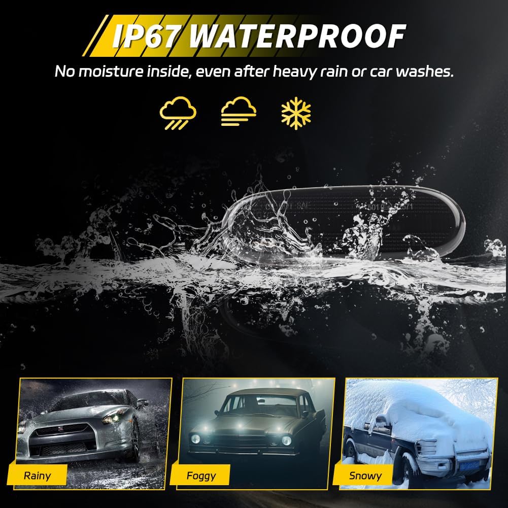 Rear Bumper Reflector Compatible with MX-5 Miata 2006 2007 2008, [DOT] [IP67 Waterproof] Rear Bumper Reflector Cover [No Bulbs], 2 PCS, Smoked Lens