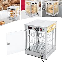 Vista 4 de 3-Tier Pizza Warmer, Electric Commercial Food Warmer with Lighting Removable Shelves Counter Top Warmer for Food Warming Cabinet for Bakery Coffee