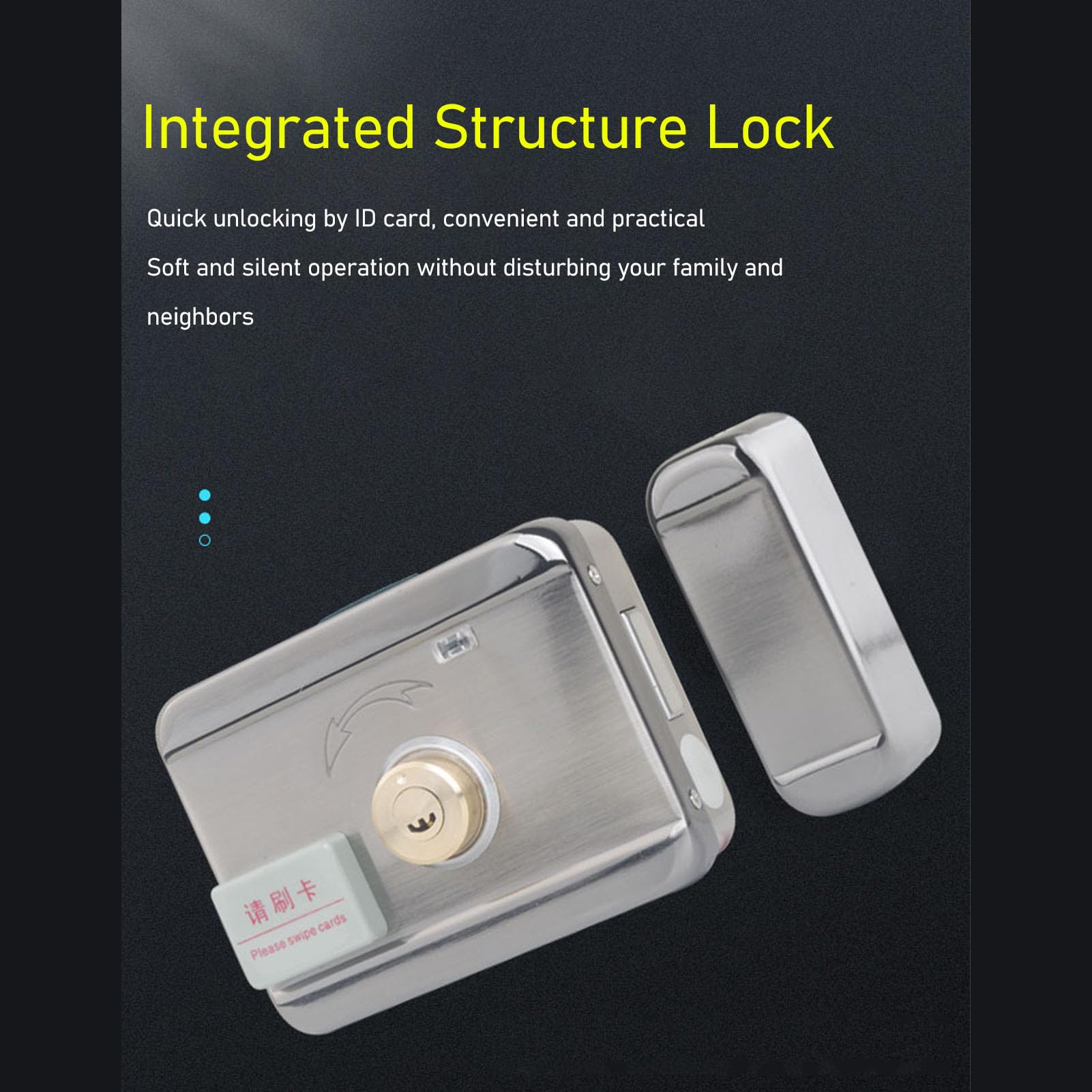 Cerradura Electrónica con Control Remoto, Cerradura de Puerta Inteligente Electrónica, Cerradura con Tarjeta de Identificación, Estructura Integrada, Sin Cableado, Doble Cabezal