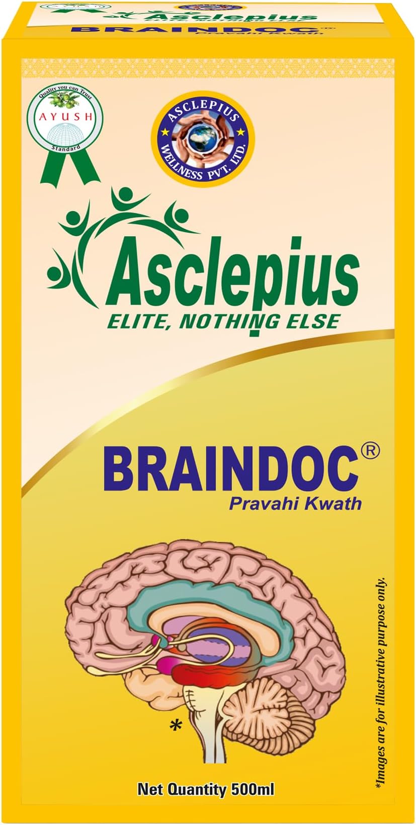 Asclepius Braindoc Pravahi Kwath Helps To Enhance Cognitive Function & Mental Clarity, Neuroprotective Herbs for Memory & Focus, Reduces Stress Anxiety, Natural Formula, No Additives- 500ml