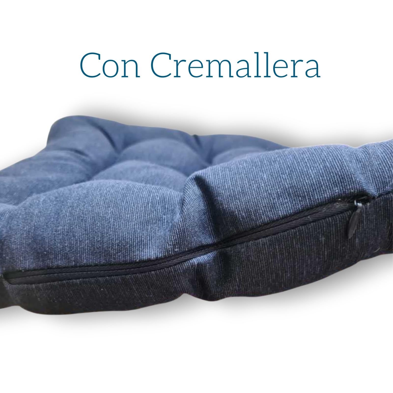 Super Mundo - Pack 6 Cojines para Sillas con Correas de sujeción, 40 x 40 x 8 cm, Ideal para decoración jardín Interiores y Exteriores (6 Pack, Azul Marino)