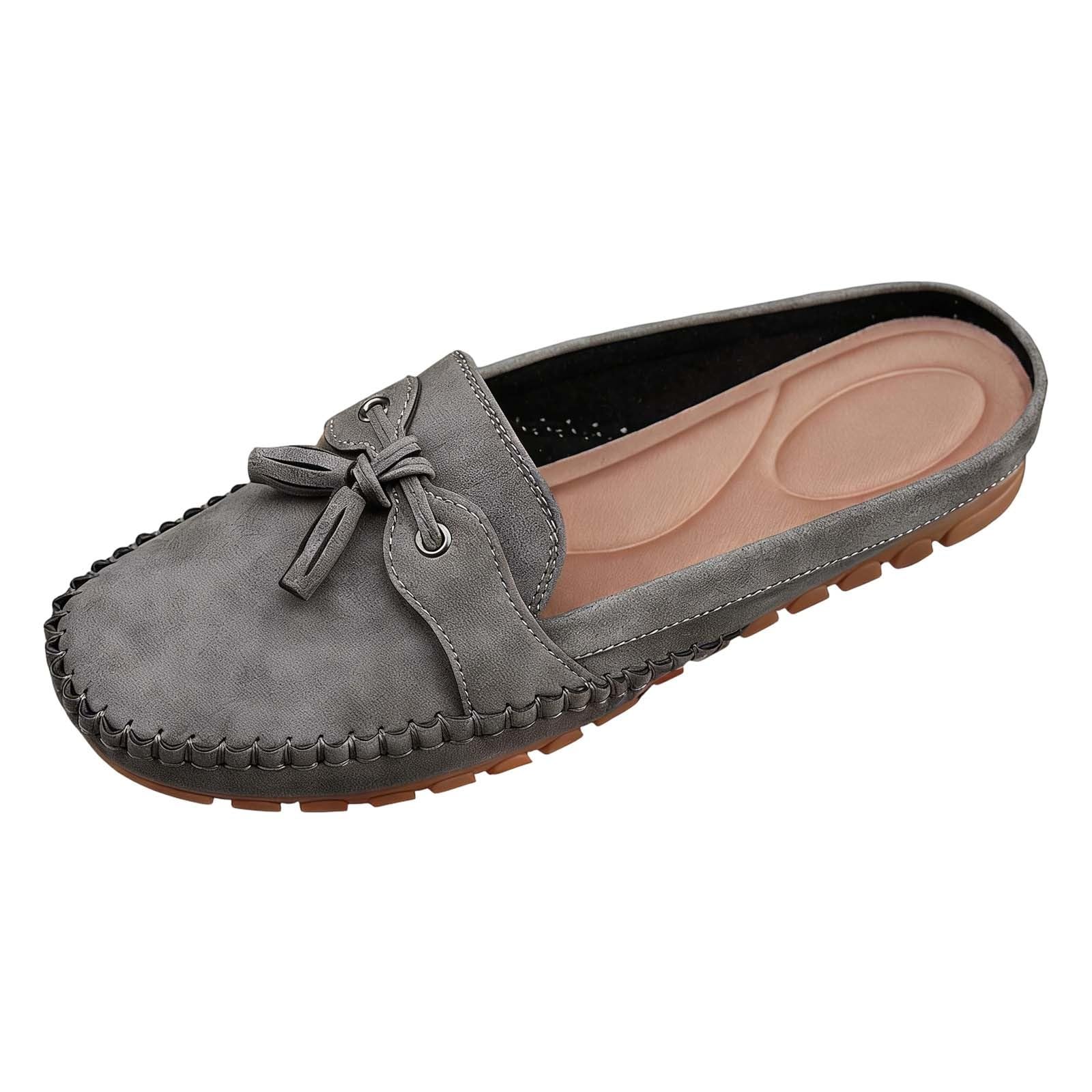Famzuneu Mokassins Damen PU Flach Lässige Loafer Bequeme Schuhe Slip-on Sommerschuhe Freizeitschuhe Runde Zehe Wanderschuhe Halbschuhe Elegant Segelschuhe Bootsschuhe