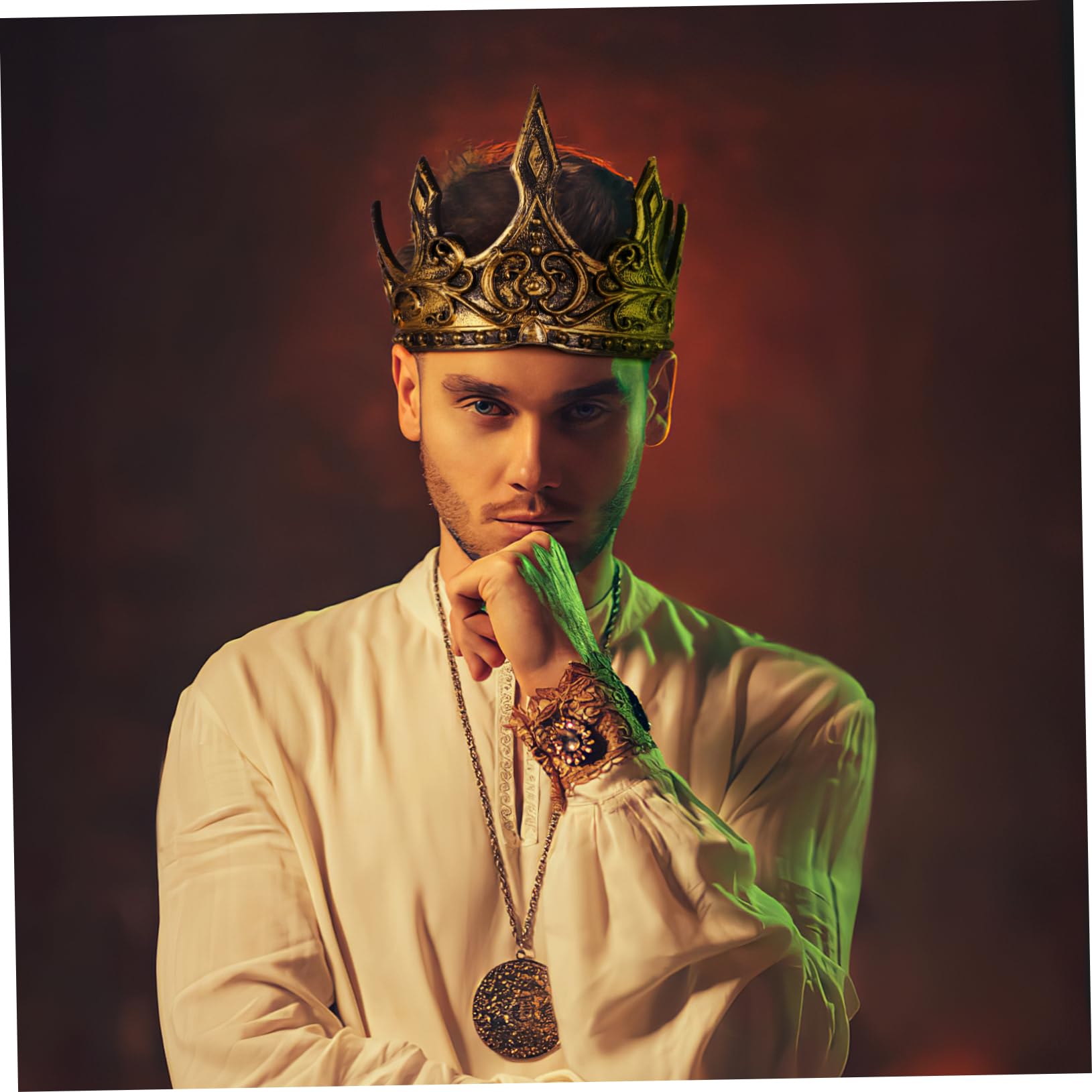 Housoutil Medieval Men's Crown King, Adjustable Crown, Gold Royal Crown for Fancy Dress Costumes Carnival and Theme Party - Image 4