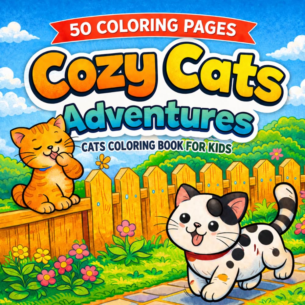 Cozy Cats Adventures: A Cute Cat Coloring Book for Kids