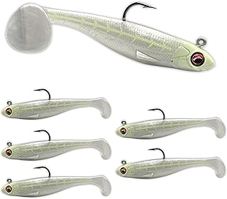 USA Bass Tackle Patriot Shad - Scent Infused Paddle Tail Swimbaits Pre Rigged Fishing Lures Premium Bait Strong Owner Hook, Fishing Gear for Bass Freshwater Predator Fish