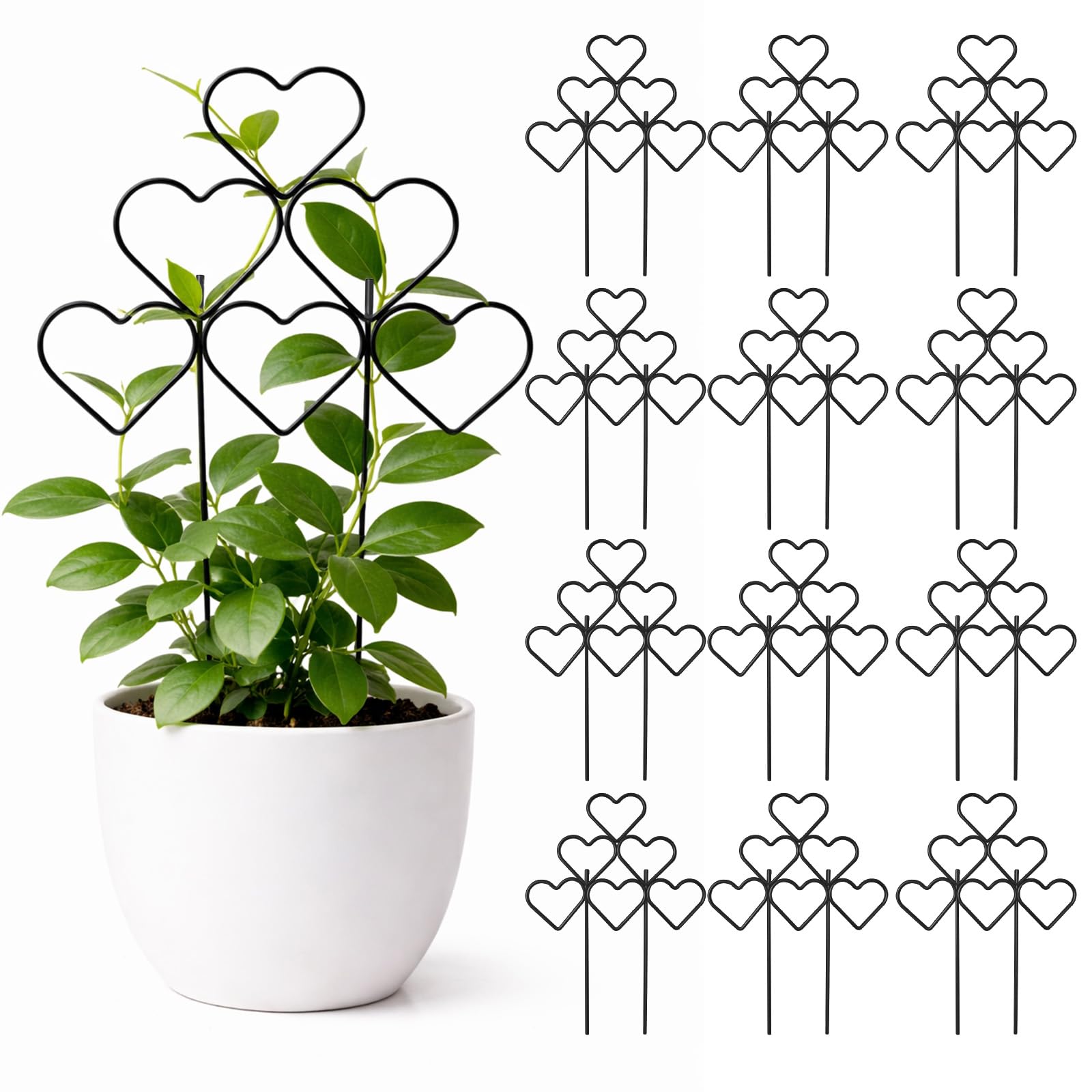 ZOUTOG 12 Pack Trellis for Climbing Plants Outdoor 15 Inch,Rustproof Metal Garden Trellis for Potted Plants,Sturdy Houseplant Support Indoor Outdoor for Ivy Pothos Monstera Hoya Flower Vine