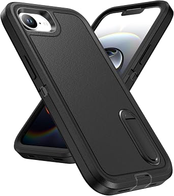 IDweel for iPhone 16E Case with Stand, Case for iPhone 17E, Black