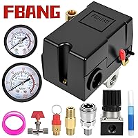 Vista 2 de Air Compressor Pressure Switch with Pressure Regulator, 90-120 PSI Air Compressor Switch equips Pressure Gauge