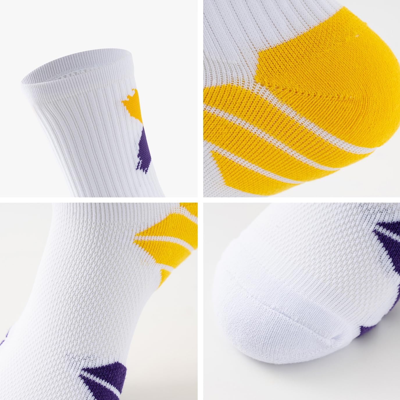 DRASEX Men's Sports Cushioned Athletic Crew Socks 4-Pack Performance Thick Basketball Running Hiking Socks