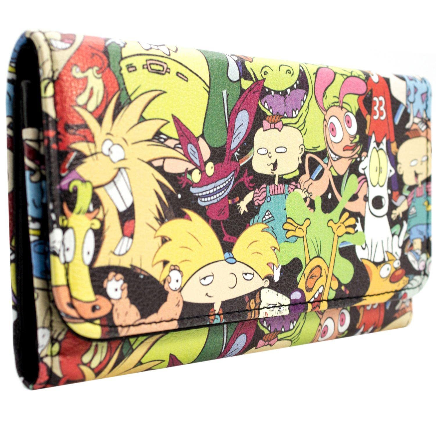 AnimationCartoon Squad Hey Arnold Ren & Stimpy Rugrats Multicolour Coin & Card Tri-Fold Purse, Multicolor, One Size, Tri-Fold