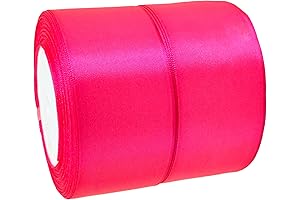 Hot Pink Satin Ribbon Rolls: 2 Inch Wide, Double-Fold Binding Ribbon