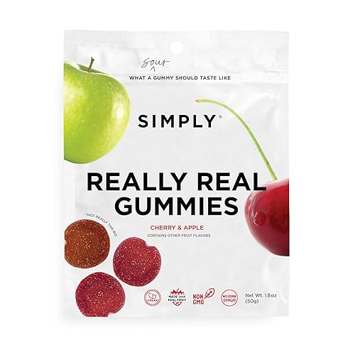 Miniatura 1 de Simply Really Real Gummies  Hechas con fruta real  Bocados de fruta de cereza y manzana  1.8 onzas (paquete de 8)  Sin azúcar de caña + sin gluten +
