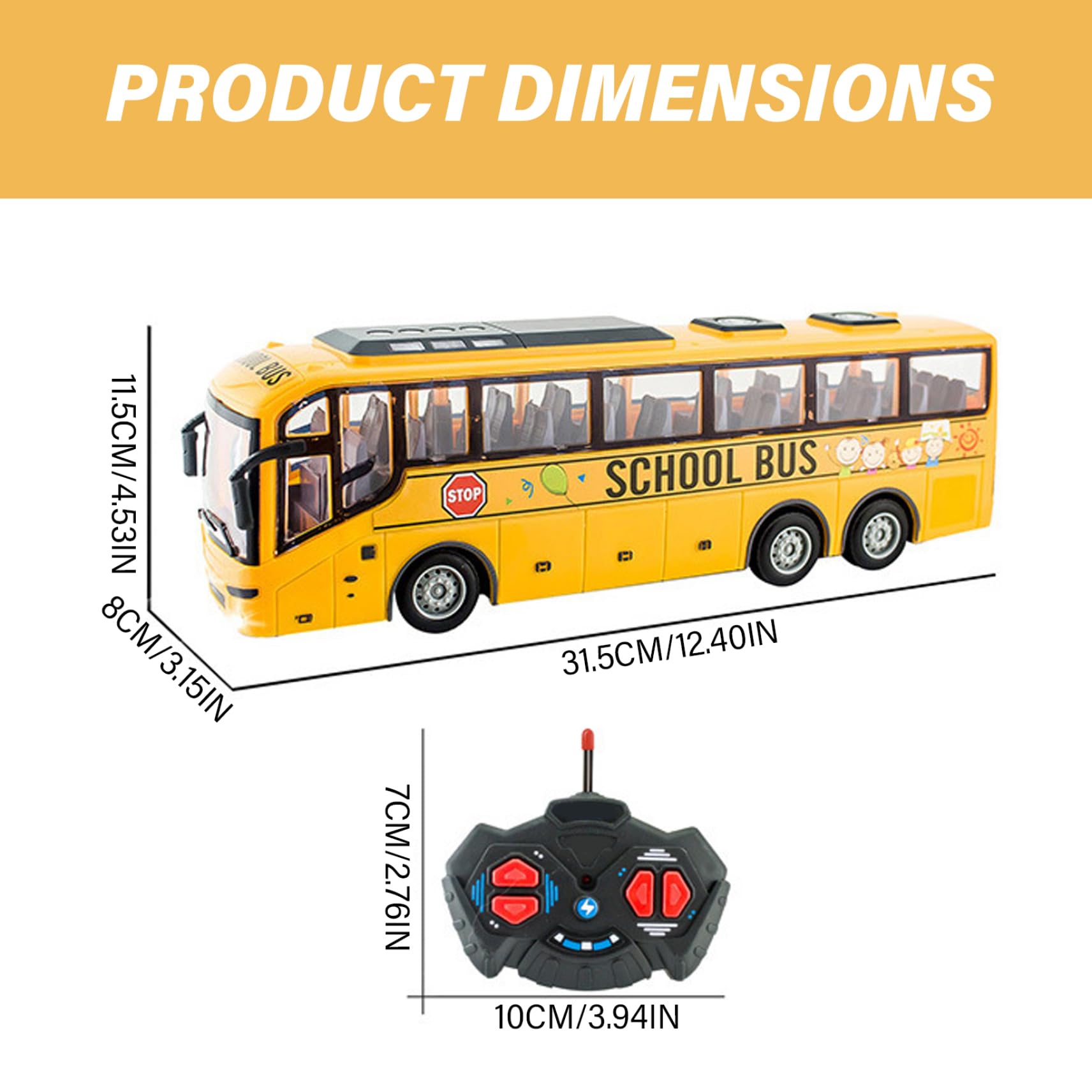 Jouet Bus 12, 4 x 3, 2 x 4, 5 pouces, jouet de bus électrique sans fil, échelle 1:30, simulateur de tourisme réaliste, télécommande amusante, créative pour garçons et filles, sans batterie, jouets
