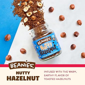 Beanies Flavoured Instant Coffee Variety Pack - 3 x 50g jars - Creamy Caramel, Nutty Hazelnut and Very Vanilla