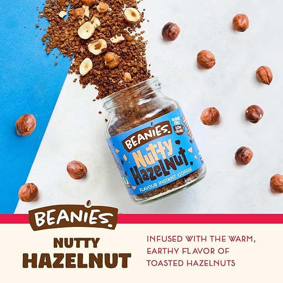 Beanies Flavoured Instant Coffee Variety Pack - 3 x 50g jars - Creamy Caramel, Nutty Hazelnut and Very Vanilla