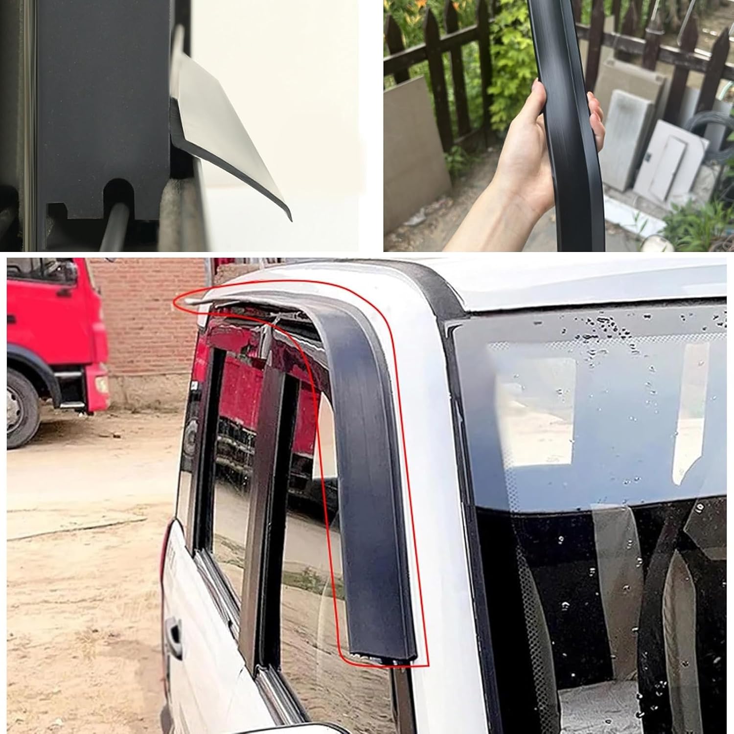 窓の敷居水ダムのゴム製シールのストリップ 窓の浸水防止 補強リブ付き、自己接着窓の天候のシールのストリップの黒いゴム製窓のドア、窓台