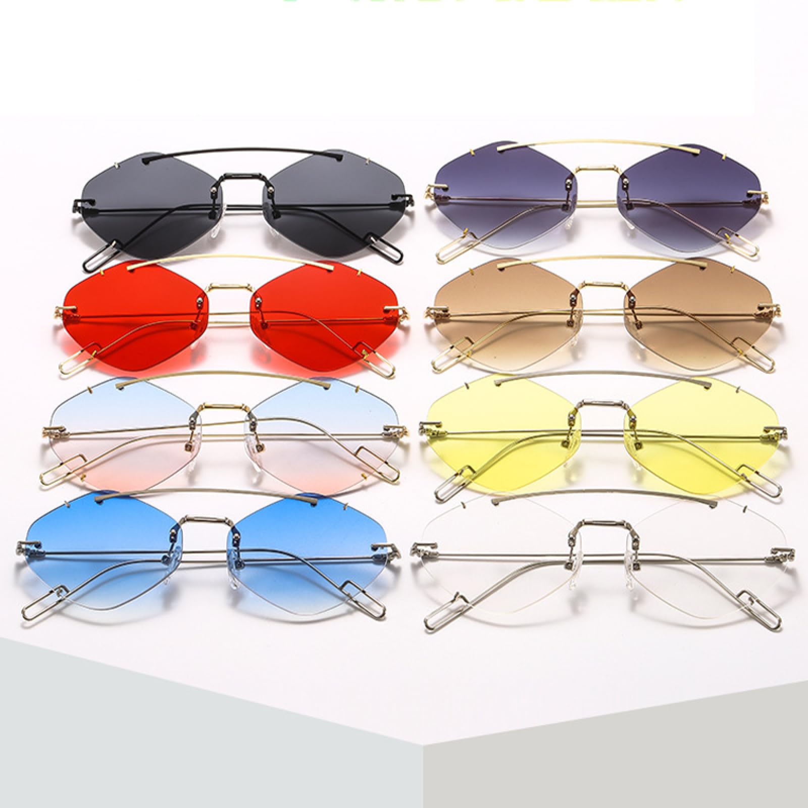 Gafas de sol ovaladas de metal para hombre y mujer, estilo steampunk, sin montura UV400