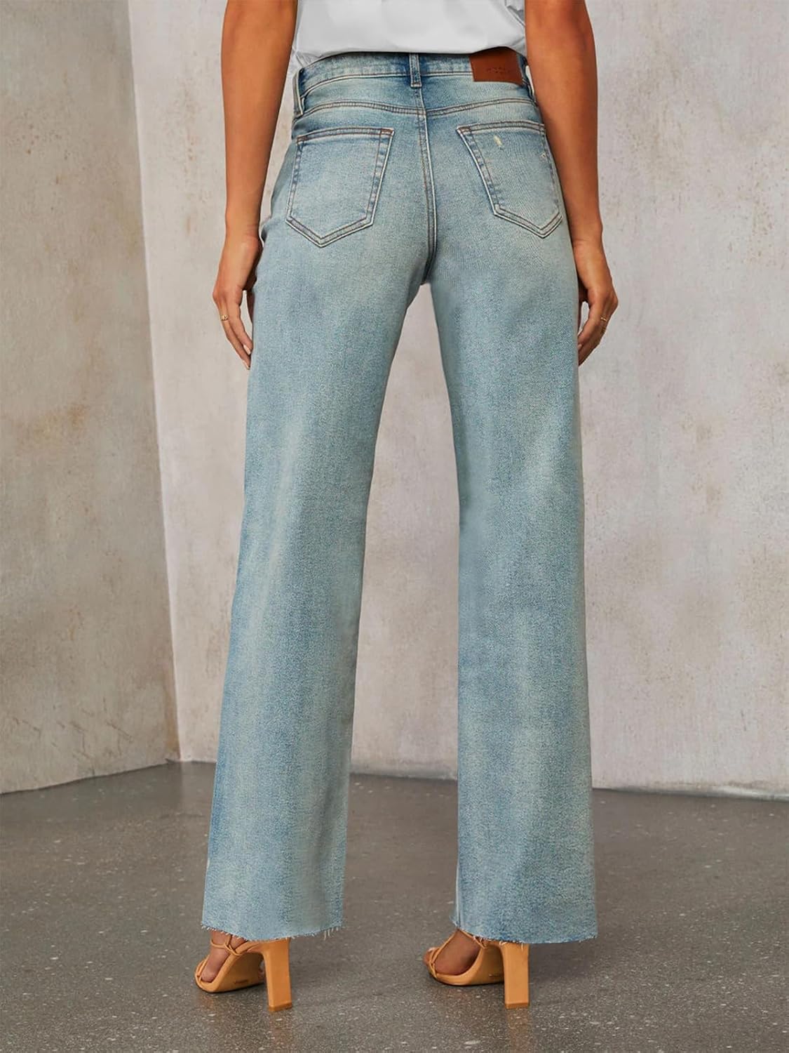 KUNMI Jeans for Women Wide Leg Baggy High Waist Boyfriends Straight Leg Stretchy Denim Pants Trendy Fall 2025