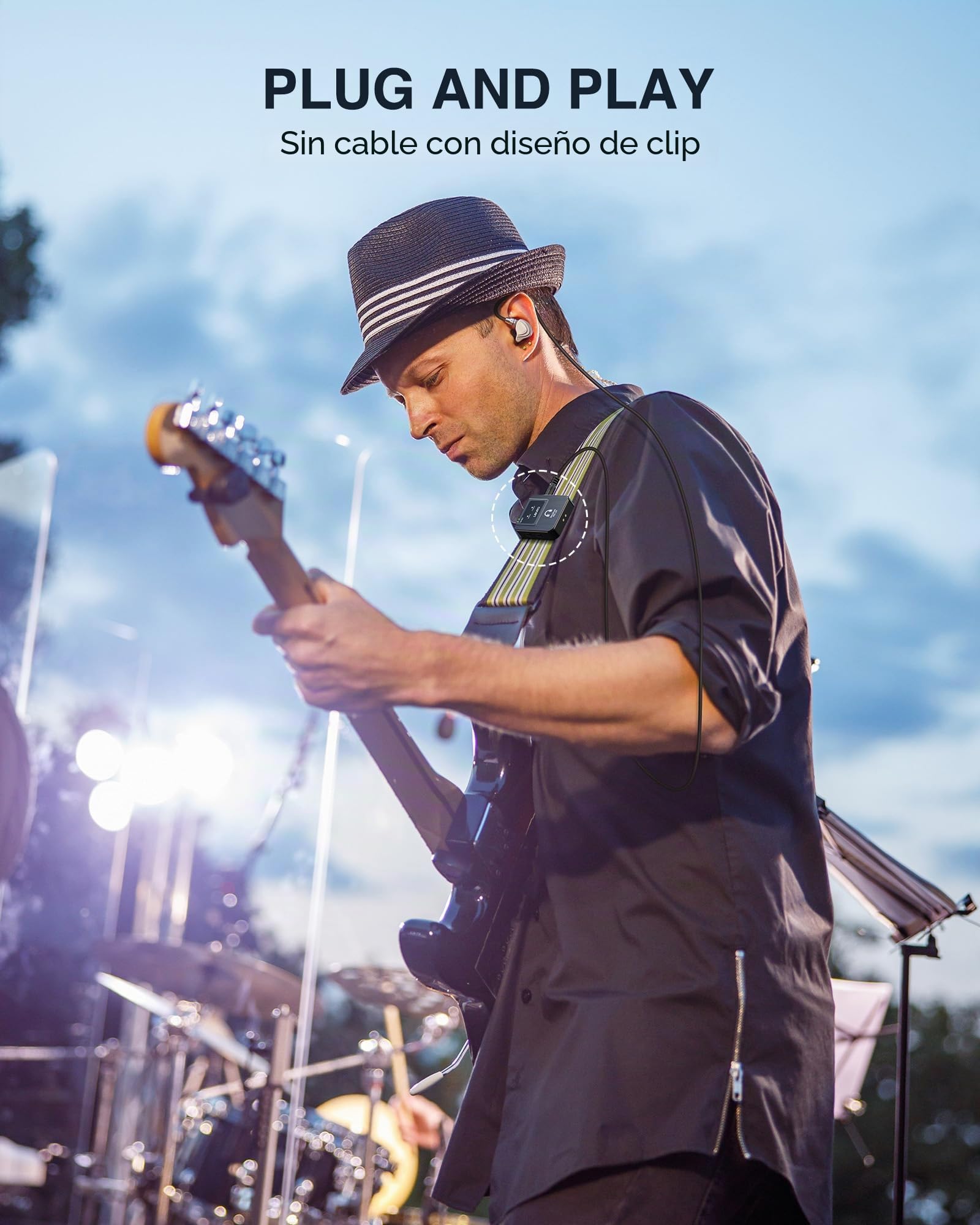 LEKATO Sistema inalámbrico IEM estéreo 2.4 G con transmisor-receptor de correa para estudio, ensayo de banda y concierto