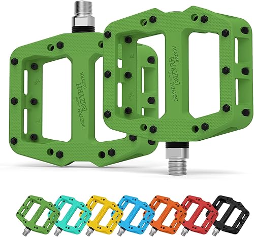 Vista 17 de MZYRH Pedales de bicicleta de montaña de 9/16 pulgadas, 3 rodamientos sellados, ligeros, antideslizantes, de fibra de nailon, pedales de plataforma
