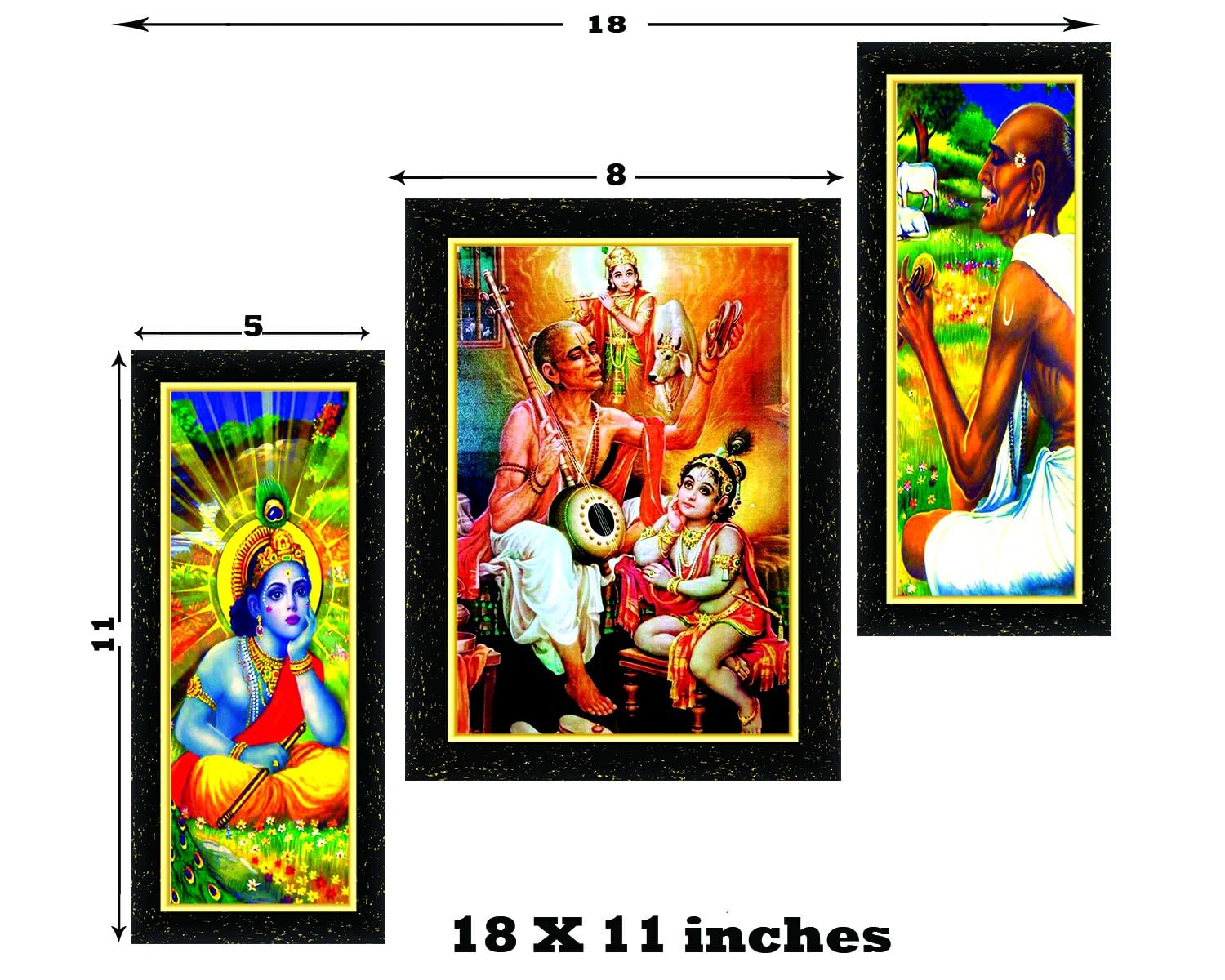 SURDAS # photo frame MDF Self Adhesive Acrylic 18 inch x 11 inch Painting (Pack of 3)