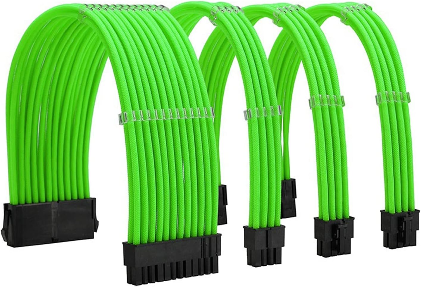 NCK1 Series PSU Extension Cable Kit, Solid Color Cable Solid Combo 300mm ATX24 Pin PCI-E 8Pin 8Pin with Combs(Kit A,Yellow)