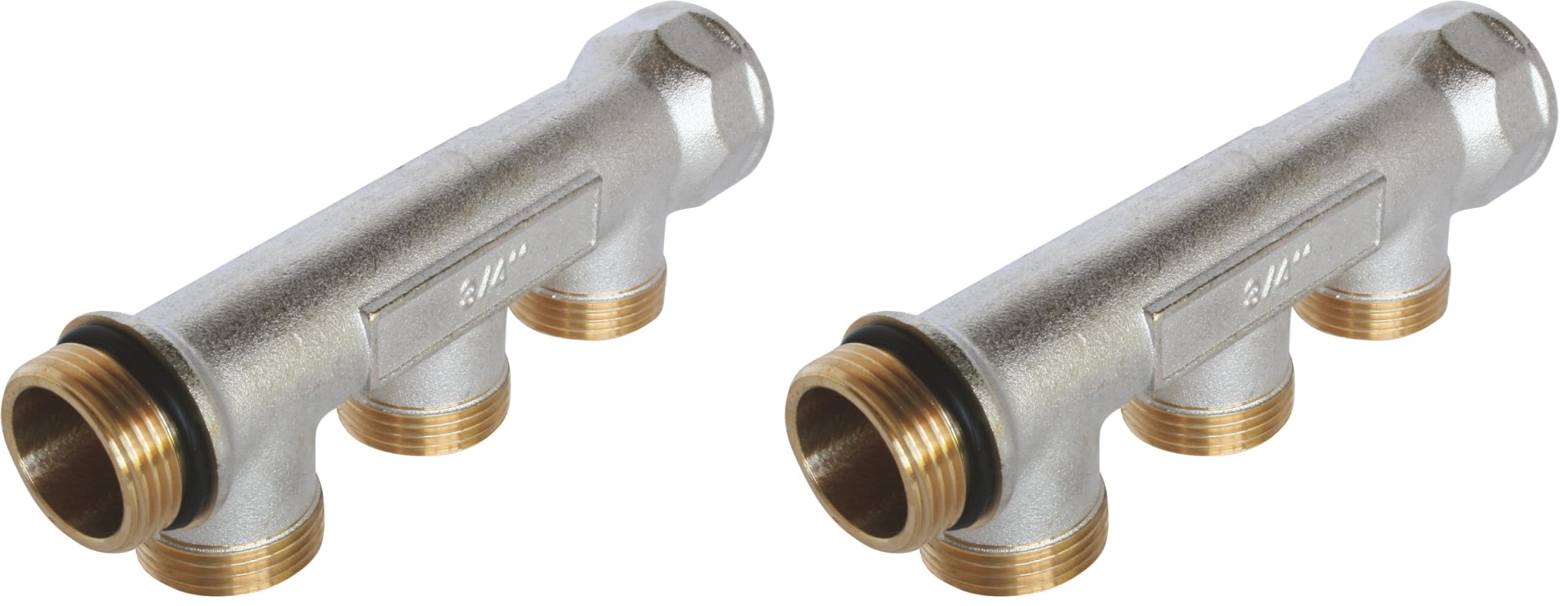 Collecteur distribution 3 sorties Easy Lock 3/4 SOMATHERM en laiton nickelé (Lot de 2)