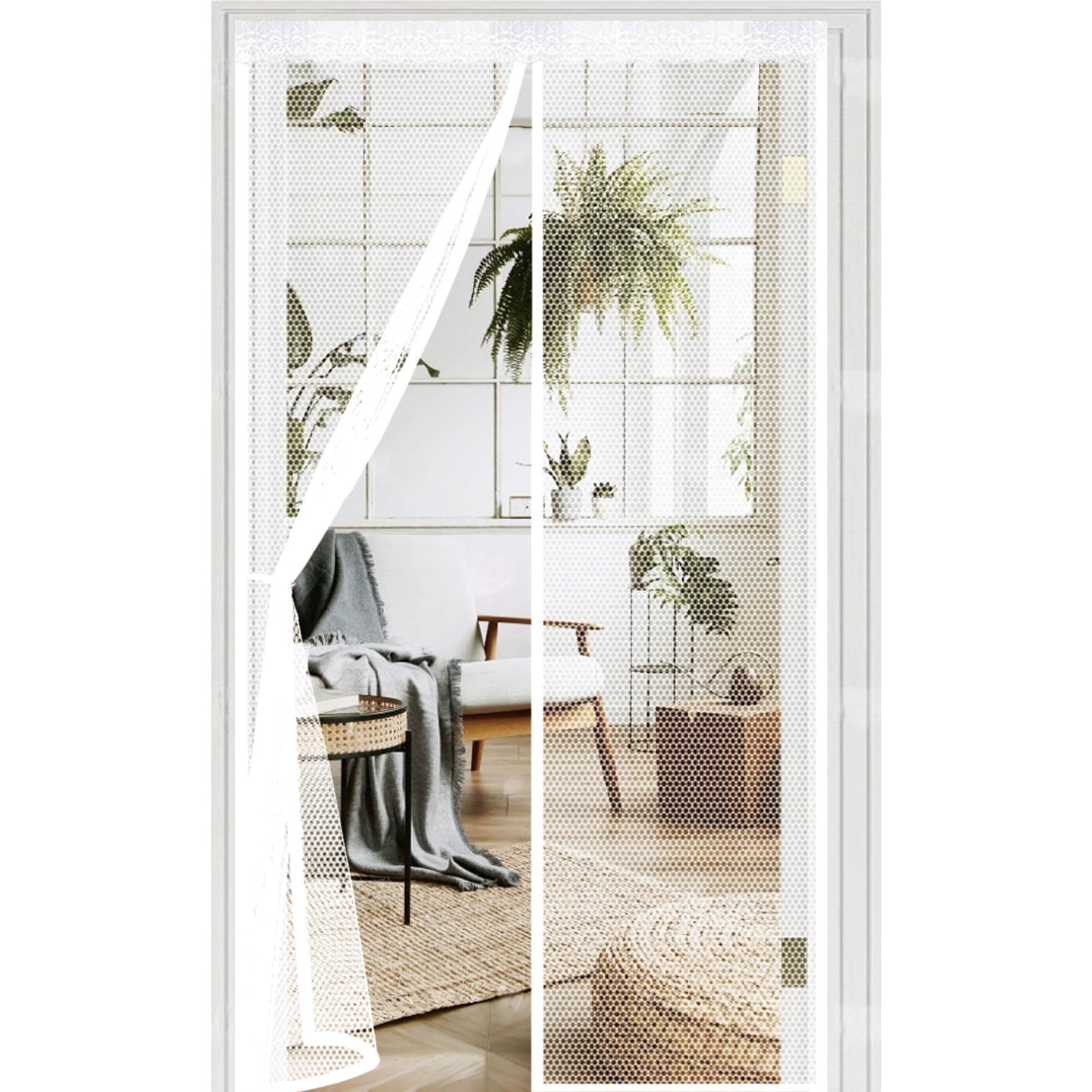 Moustiquaire magnétique haut de gamme blanche pour porte 95x240
