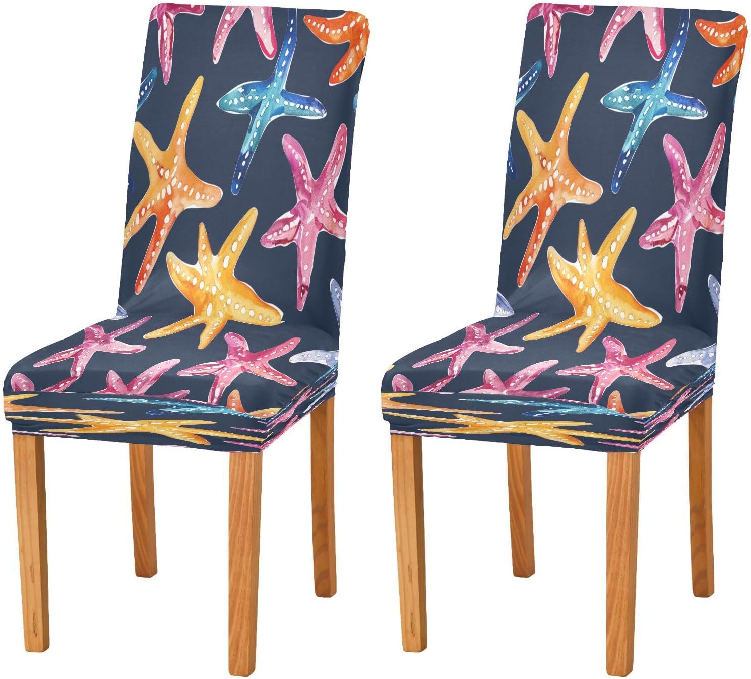 ALAZA Chair Covers for Dining Room, Starfish Seamless Stretch Chair Cover Sets Chair Protector for Formal Dining Celebration