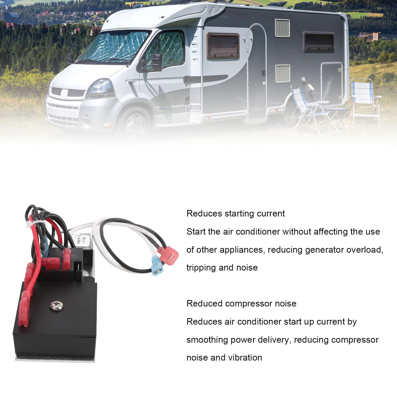 SIXRUN RV Soft Start Kit, Reduziert Anlaufstrom Dämpft Klimaanlagengeräusche Gleichmäßige Stromversorgung für Ersatz Mach 1 3 10 15 Hochprofil AC