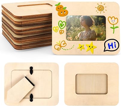 VOKOY 10 Pack Small Wooden Picture Frames for Crafts, 2" x 3" Photos DIY Wood Picture Frame Mini Unfinished Standing Photo Frames Crafts Wood Decorate for Birthday Party Gifts