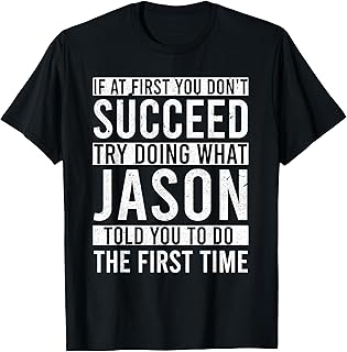 JASON T-Shirt Personalized Funny Birthday Gift for Men, Women, Kids - Black, Small