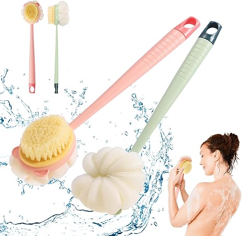 Klmfatsig Cepillo de ducha Estropajo de espalda para uso en la ducha, limpiador de espalda para hombres, cepillo de ducha para espalda, limpieza