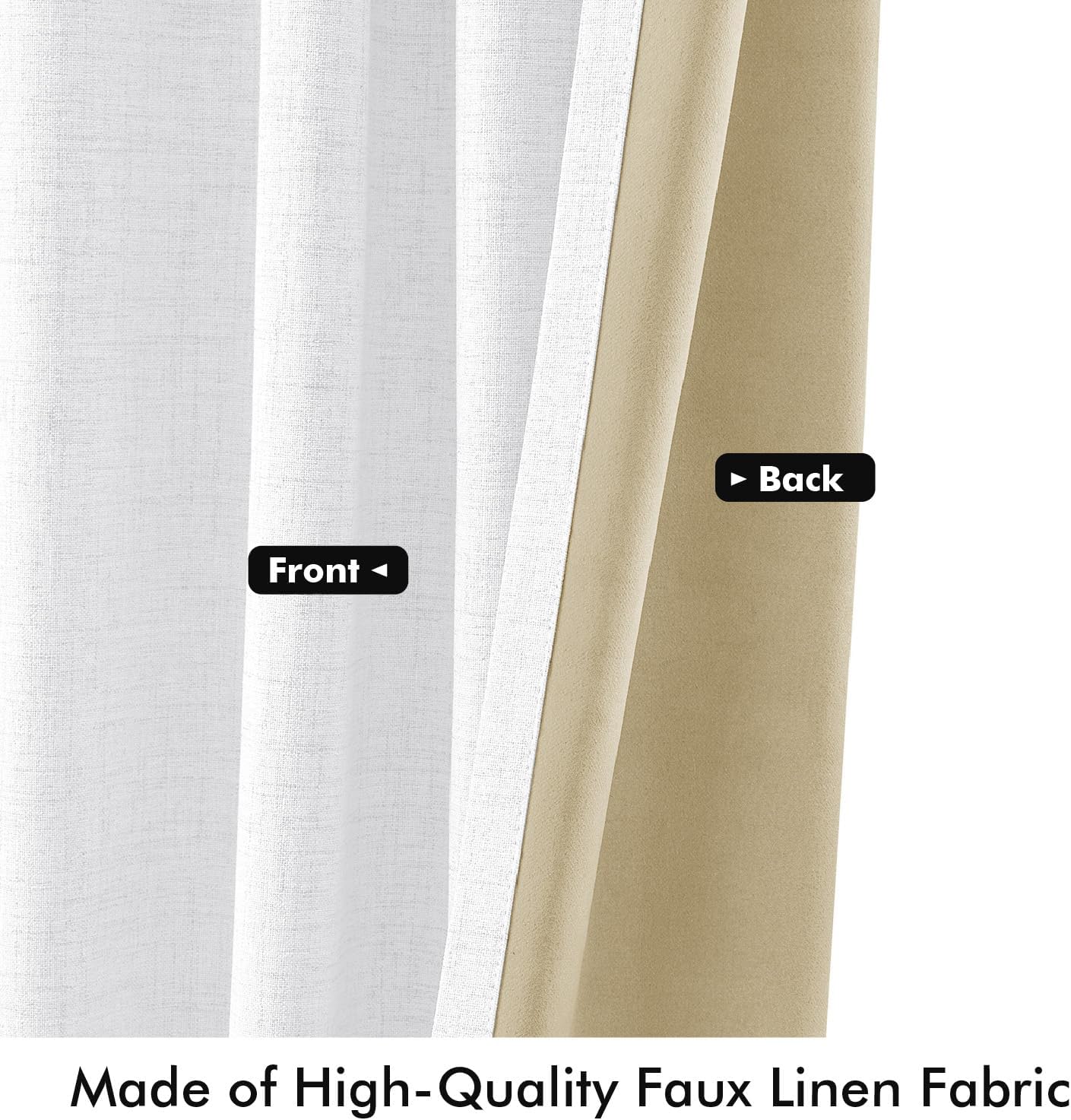 MIULEE 100% Blackout Linen Curtains for Bedroom, Bright White Solid Luxury Decor Thermal Insulation Room Darkening Drapes for Living Room Back Tab Rod Pocket 42 x 84 Inches, 2 Panels thumbnail