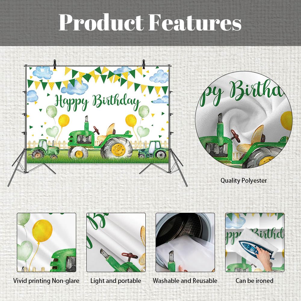 Toile De Fond Verte Ferme Anniversaire Garçon 2,1 X 1,5 M – Bannière Ballons Herbe & Animaux – Décoration Photo Enfant Thème Ferme