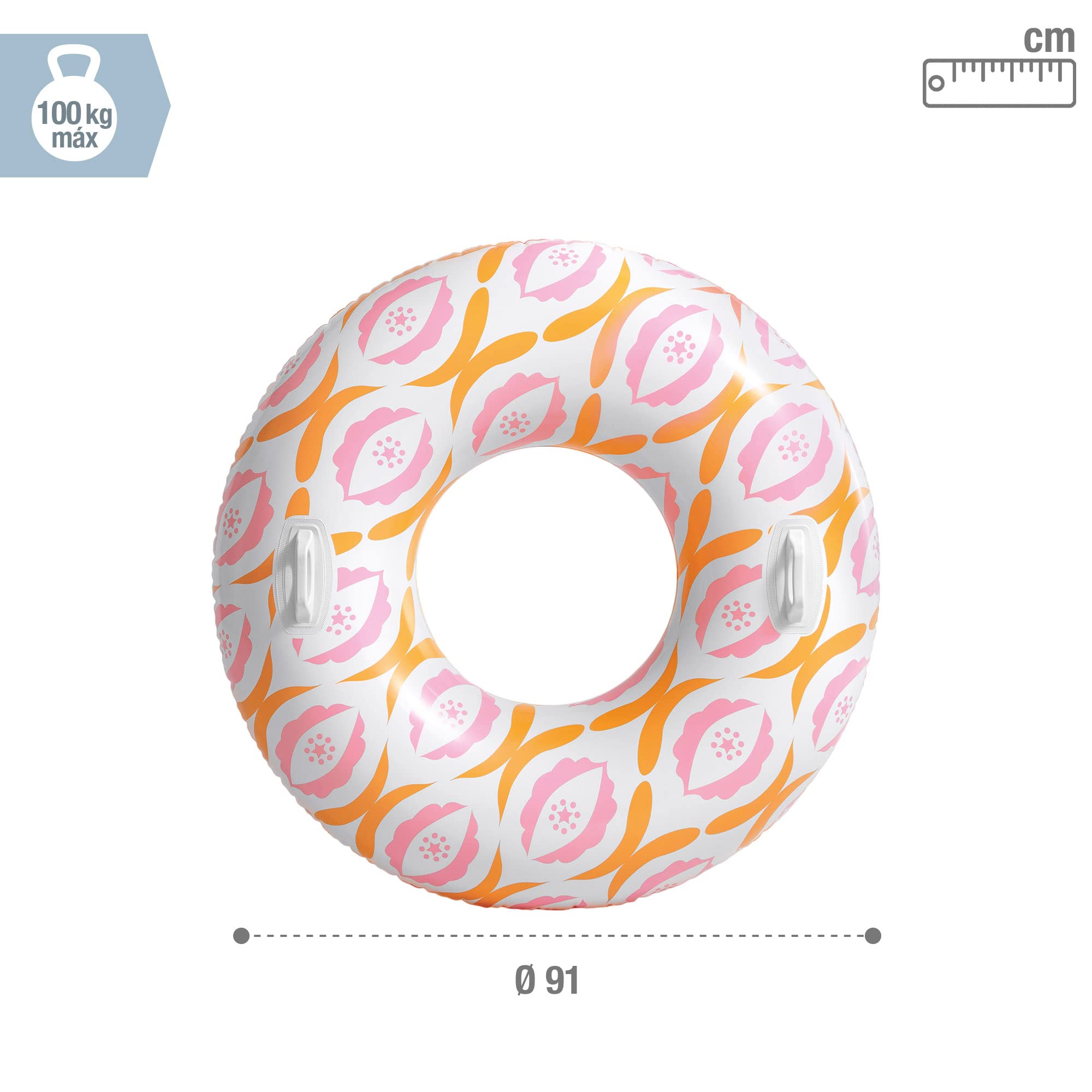 Intex 56269NP - Ciambella Gonfiabile Mare Timeless con Maniglie, Vinile, Multicolore, 91 cm