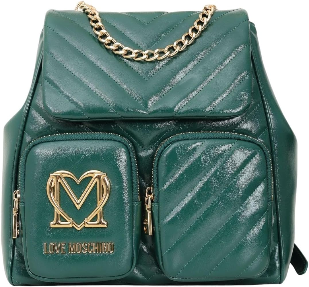 Love Moschino Sac à dos vert matelassé pour femme, vert, Taille unique