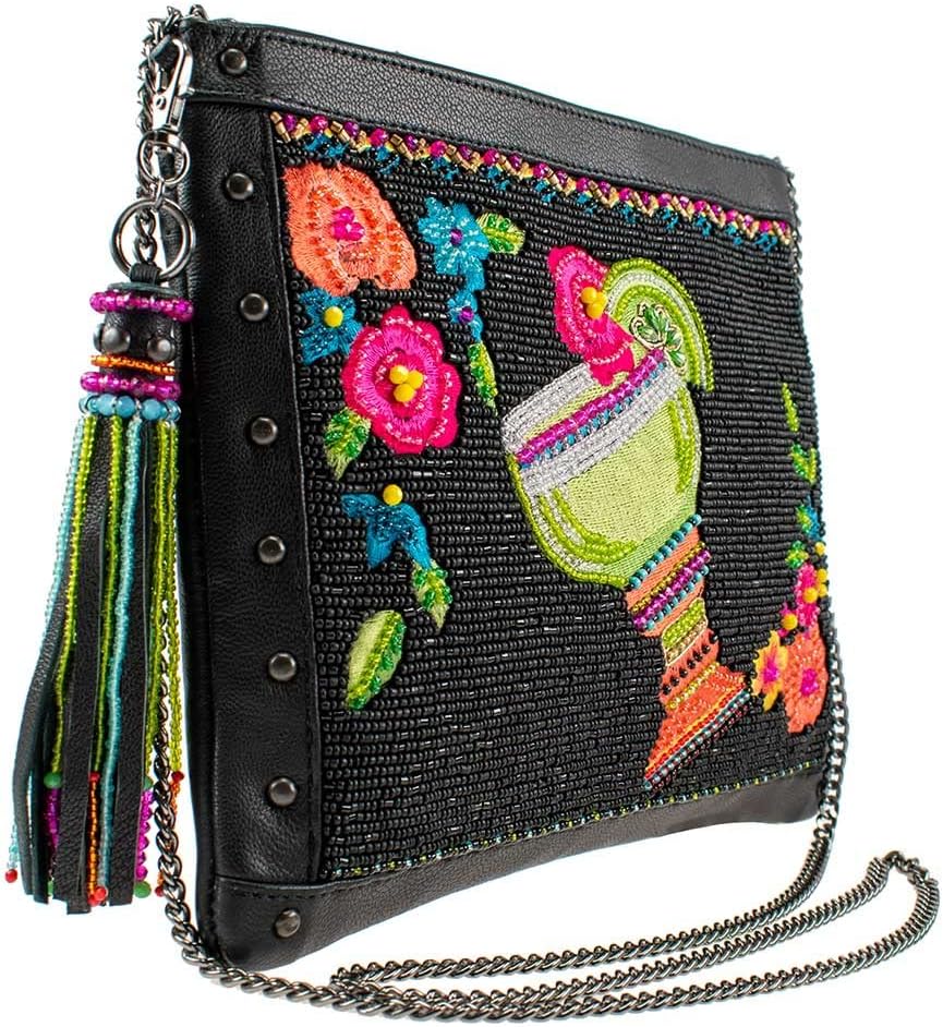 Mary Frances Salt on the Rim Beaded Margarita Crossbody Clutch Handbag & Coin Purse/Key Fob, Multi