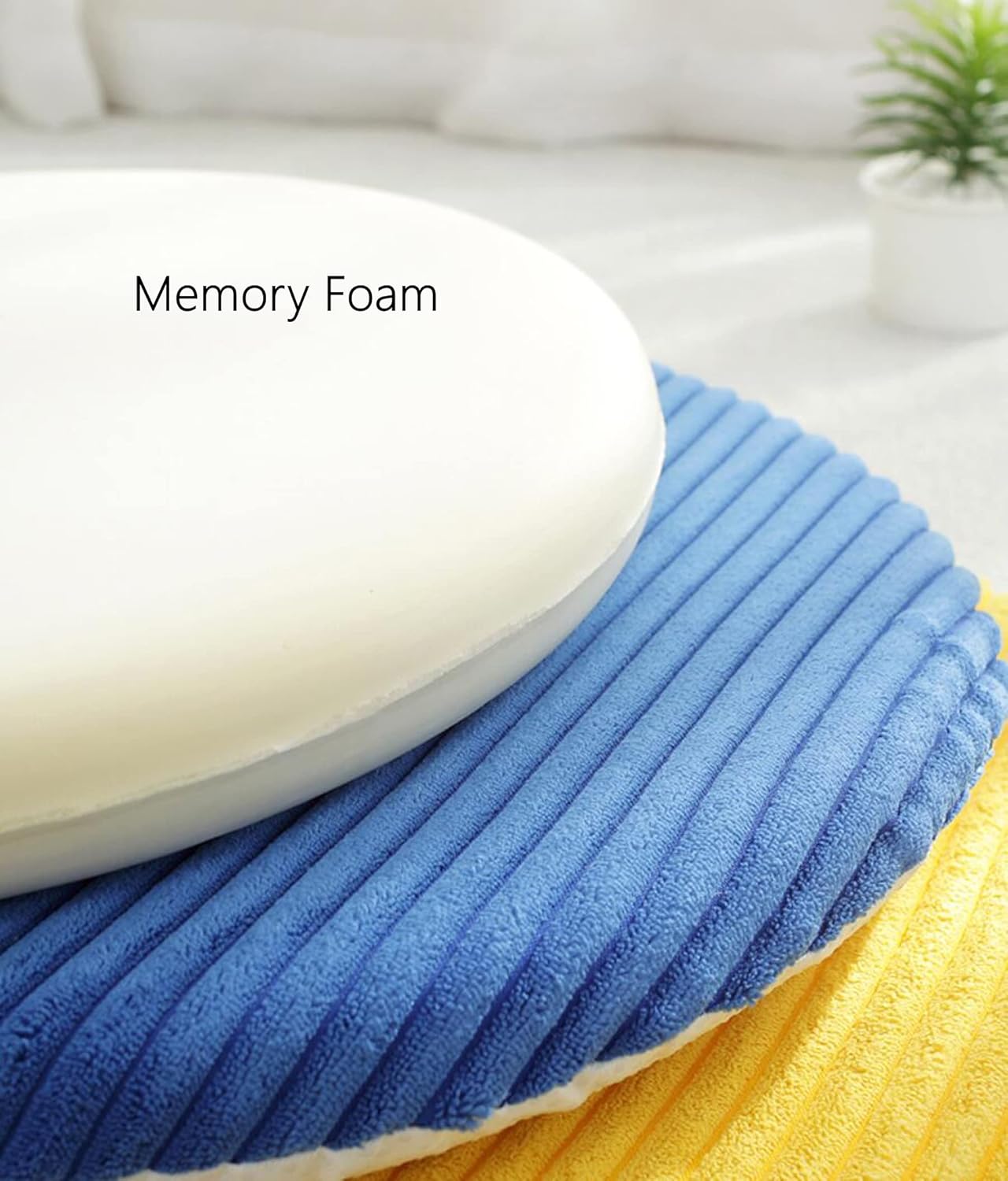 Bar Stool Cushions Round 18 Inch Memory Foam Seat Cushion Non Slip Cushion Cover Tatami Kitchen, Home, Office Chair Pads with Zipper Washable (18 inch, Green)