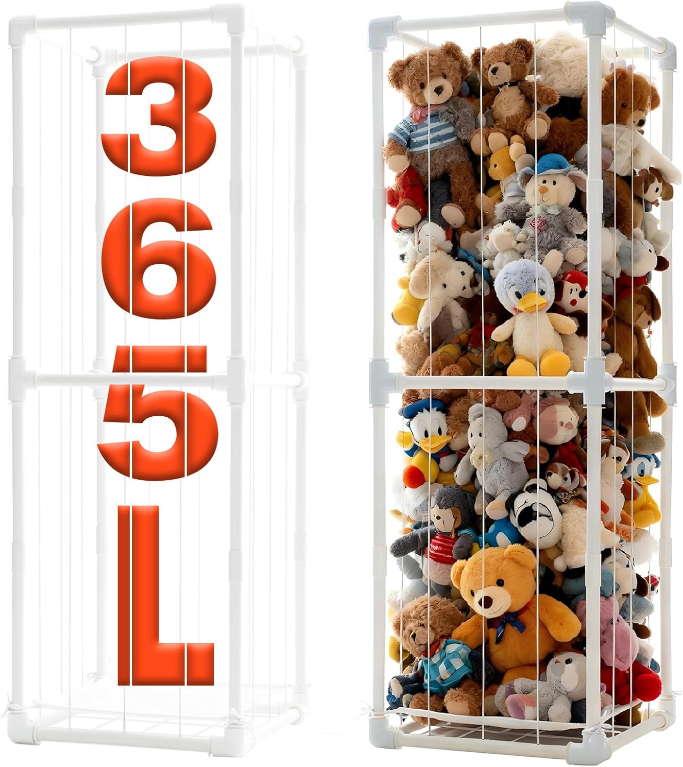 Large Stuffed Animal Storage Organizer, Creative PVC Stuffed Animals Storage Zoo Cage, Vertical Space Saving Large Capacity Plush Toy Zoo Holder for Kidroom Playroom-White - Image 3