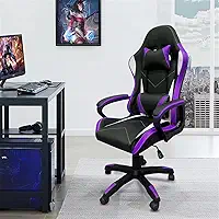 Cadeira de jogos com encosto alto, apoios de braços fixos em quatro pontos, altura ajustável (Roxo)