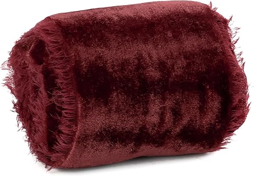 Miniatura 7 de MEEDEE Cinta de terciopelo burdeos de 3 pulgadas, cinta de terciopelo rojo burdeos, cinta de terciopelo con flecos, cinta de terciopelo de seda con