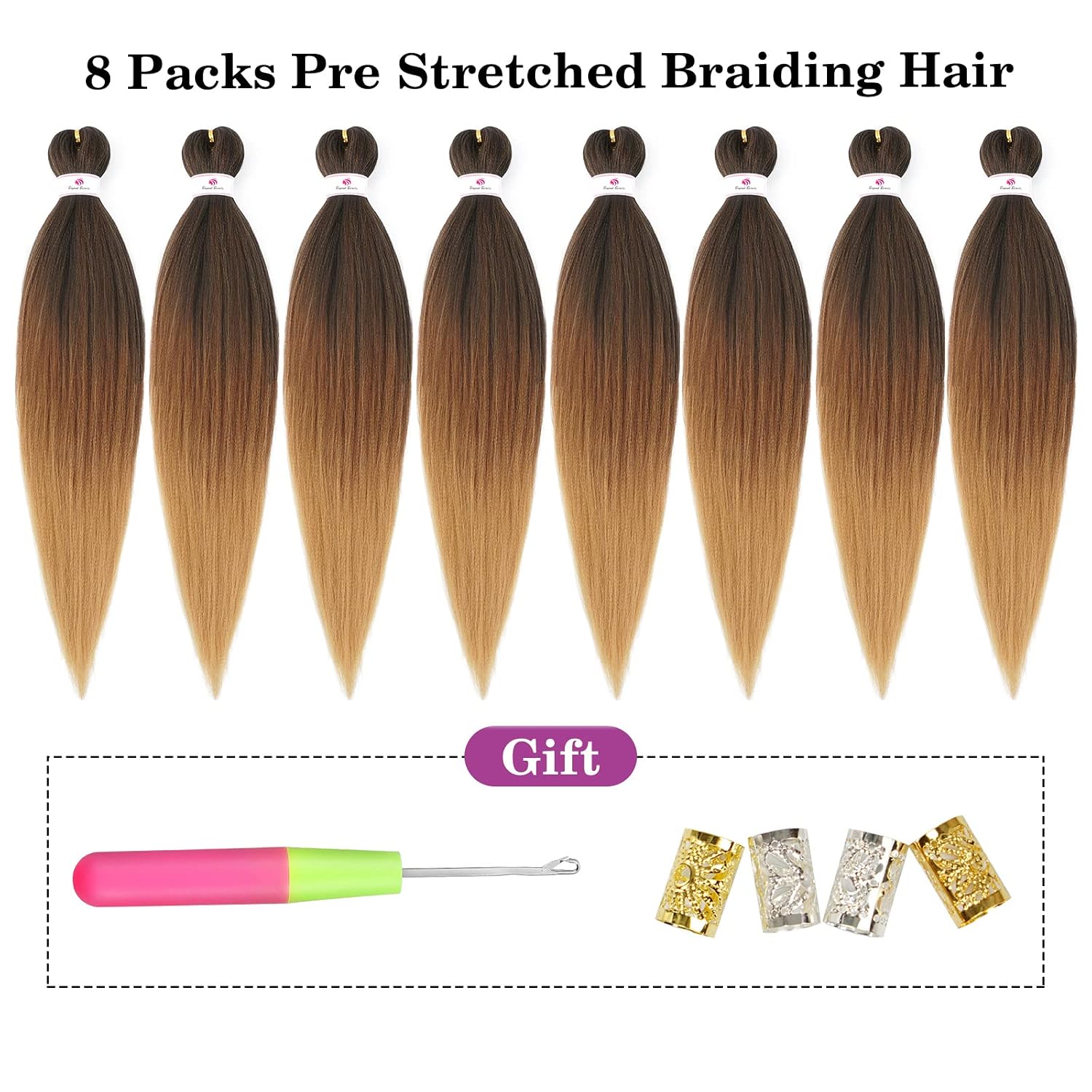 Beyond Beauty Braiding Hair pre stretched, Braids Synthetic Fiber Ombre Yaki Texture, Natural Easy Twist Braids Crochet Hair Hot Water Setting hair extensions