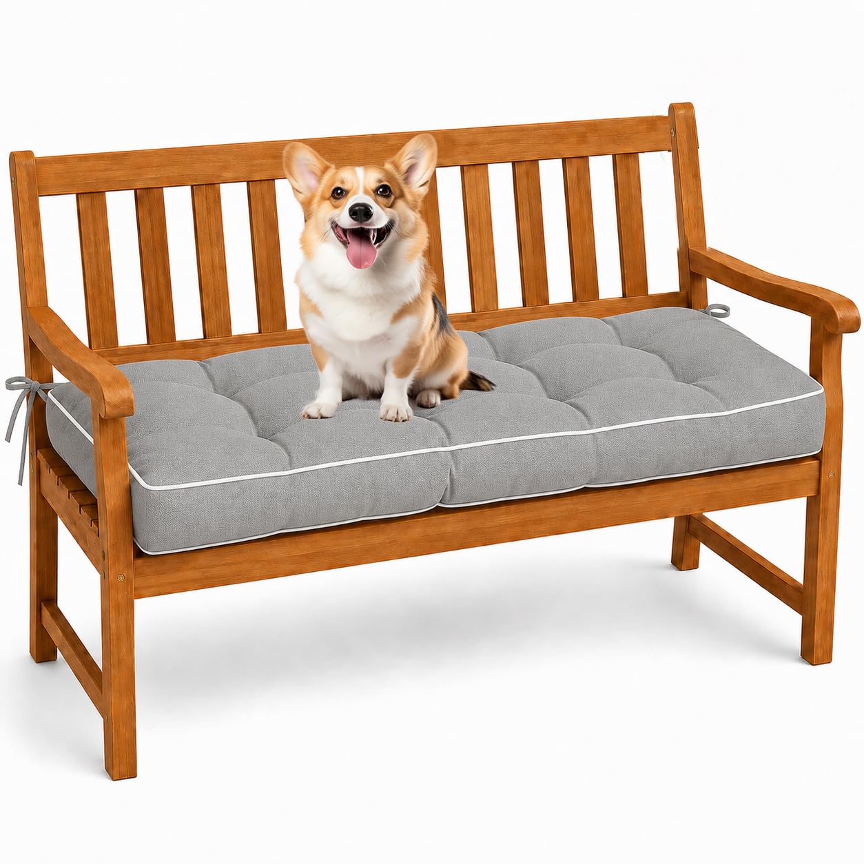 AZMAHT Garden Cushions: A1500 Water Resistant Garden Furniture Cushions, Thick Outdoor Bench Cushion for 2 3 Seater Metal Wooden Bench, Replacement Outdoor Sofa Cushions,Cloud Gray,130x80x8cm