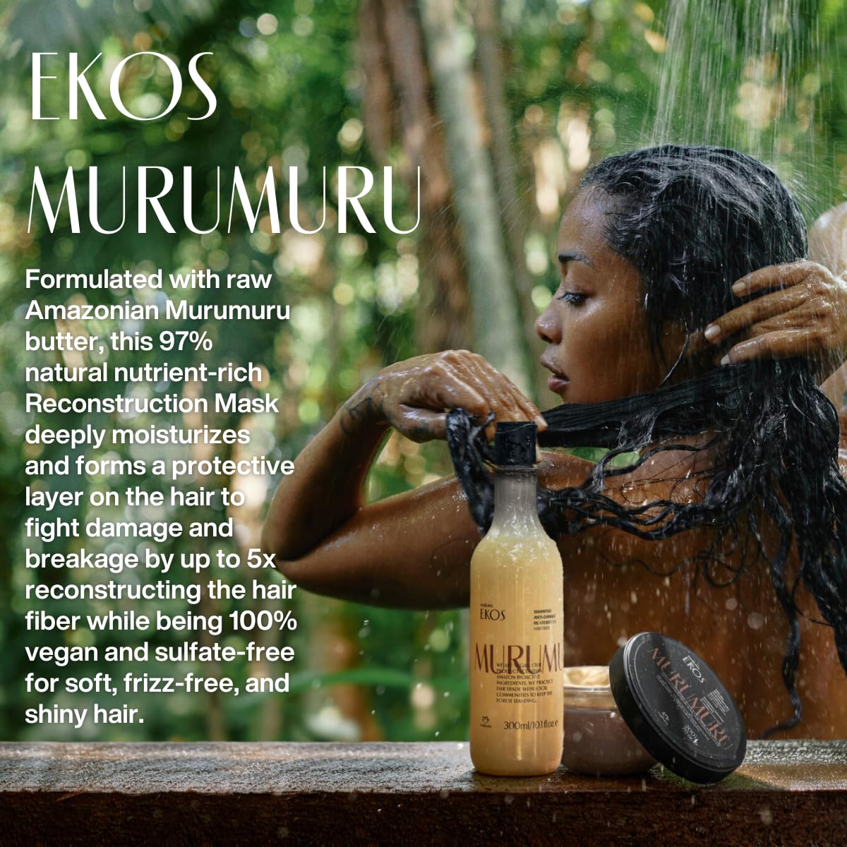 natura Ekos Murumuru Reconstruction Hair Mask - Reduce Breakage & Rebuild Hair Fiber - Intensely Repairs & Protects From Damage -Deep Hydration - Vegan & Cruelty-Free Hair Care - 200g - Image 4