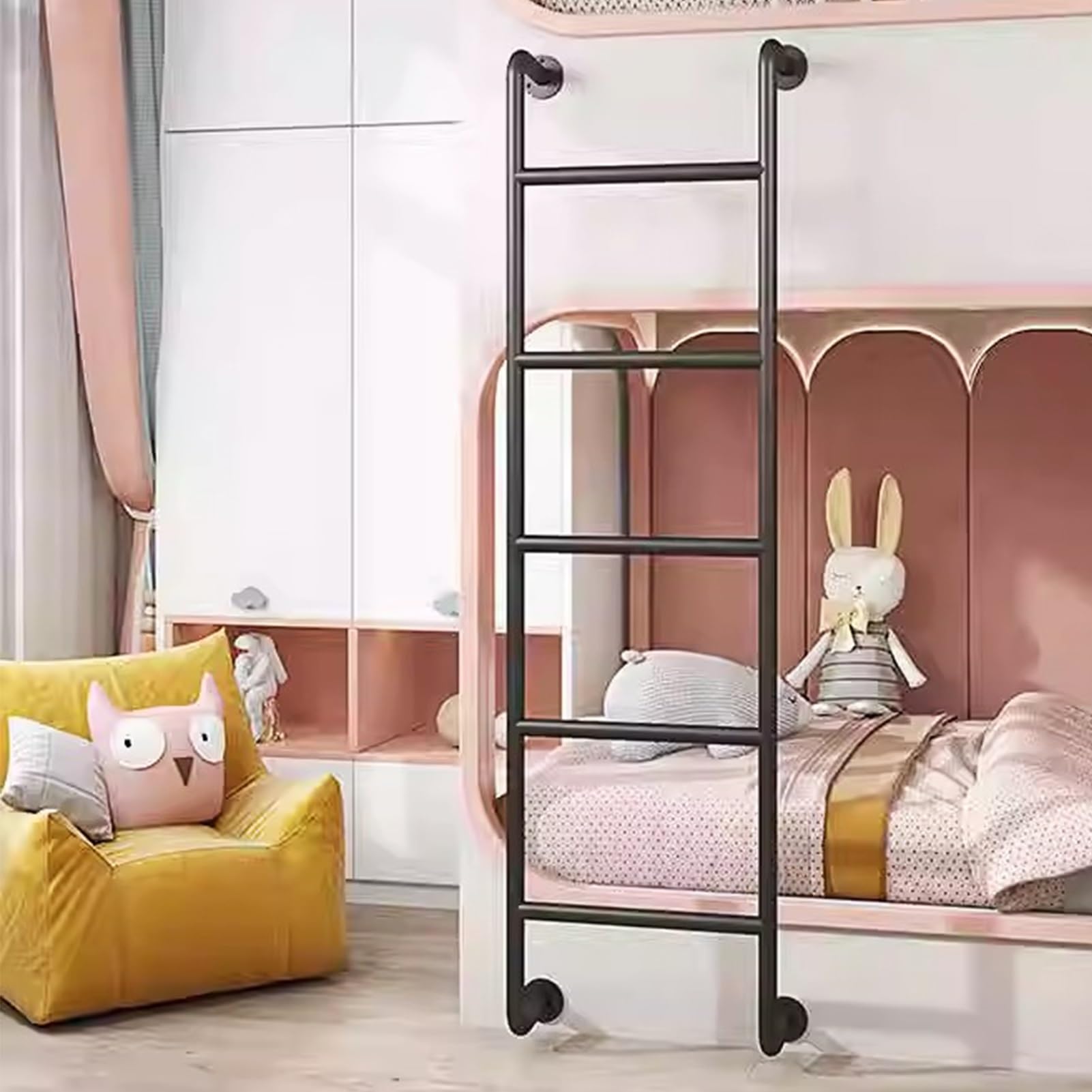 Escalera para literas y altillos estable que elimina balanceos al subir al loft