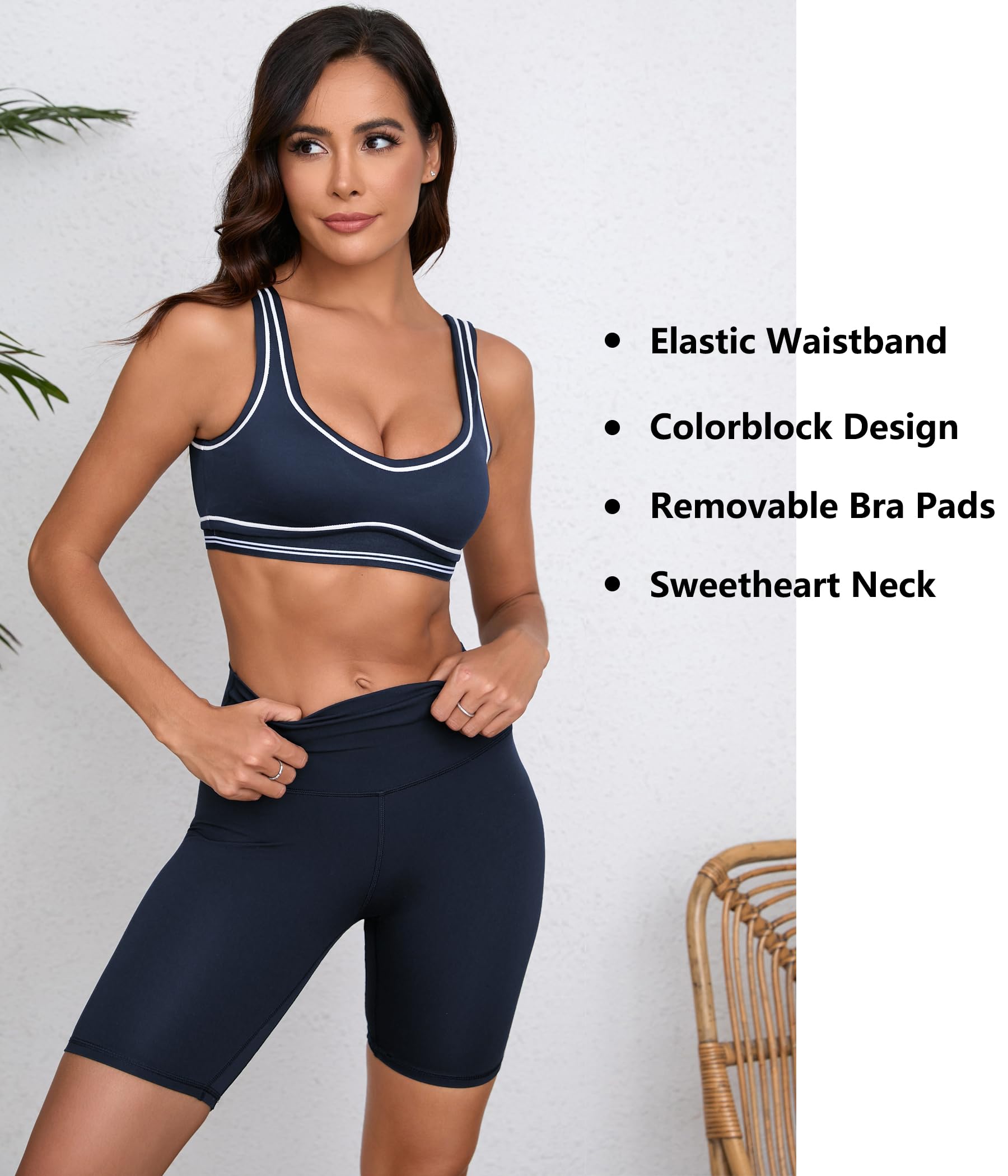 Sujetador deportivo acolchado para mujer, con escote cuadrado, espalda baja, para yoga, entrenamiento, fitness, fitness