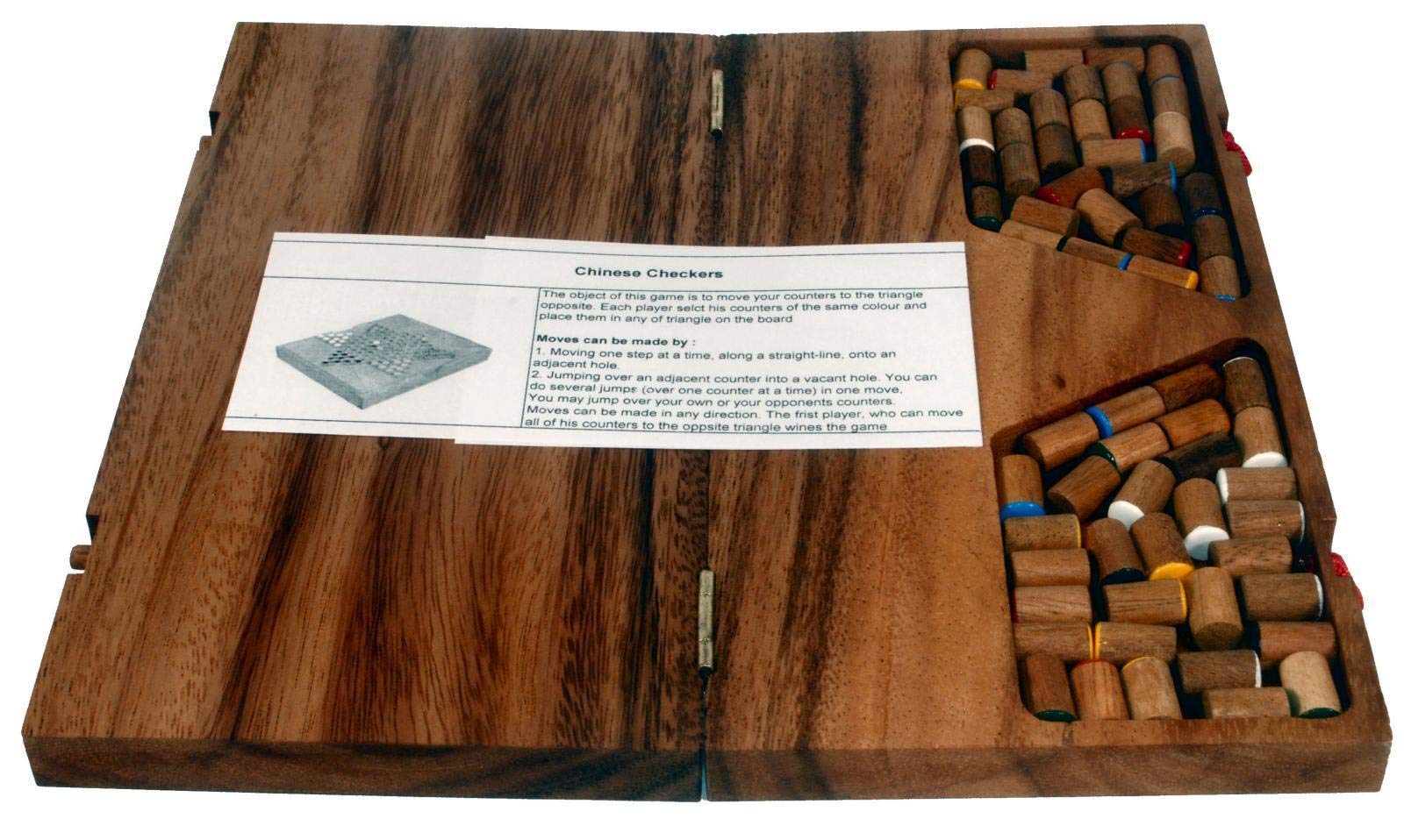 Terrapin Trading Ltd Jeu de Dames Chinois en Bois de Bois de Pluie en Bois thaïlandais équitable Commerce Boîte en Bois 24x13x3